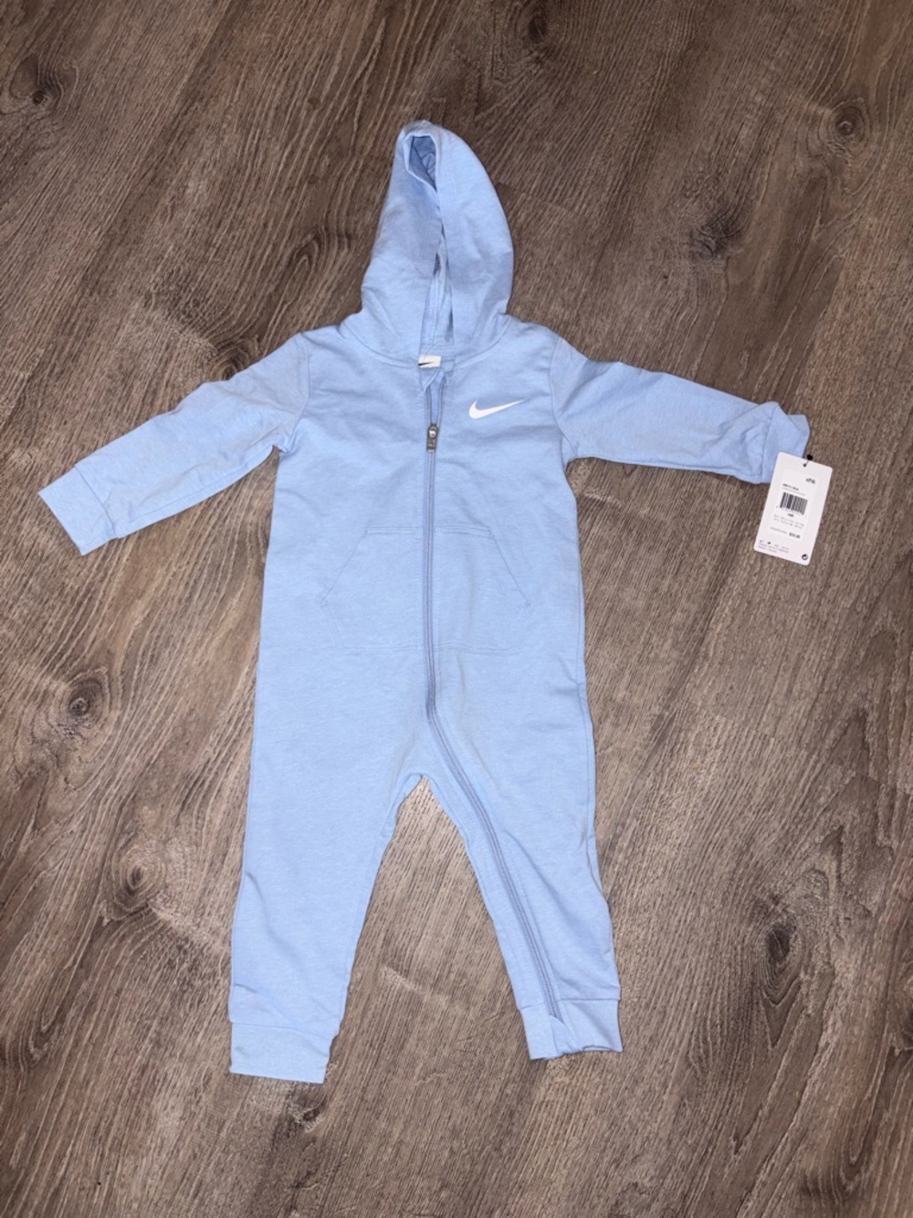 Nike Light Blue Hooded Zip-Up Baby One-Piece